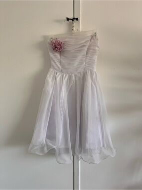 White Strapless Tulle Dress